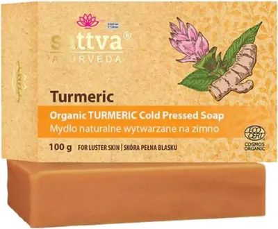 MYDŁO W KOSTCE DO CIAŁA KURKUMA ECO 100 g - SATTVA (AYURVEDA)