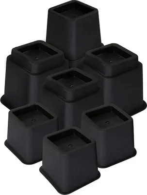 Produktbild von Möbelverhoger Set – Verstellbare Füße für individuelle Höhe – FLOKOO – 8 Stück – Schwarz – 3 Höhenoptionen: 10 cm, 15 cm oder 22,5 cm