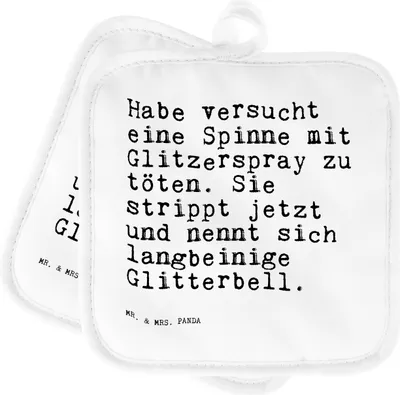 Produktbild von Mr. & Mrs. Panda Topflappen Habe versucht eine Spinne... - Weiß - Geschenk, Set, Spruch Sprüche Weisheiten Zitate Lustig Weisheit Worte, Kochlappen, Doppel, topfhalter