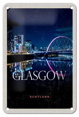 Produktbild von Blechschild Reise 12x18cm Glasgow Scotland Retro Hafenstadt Dekoration
