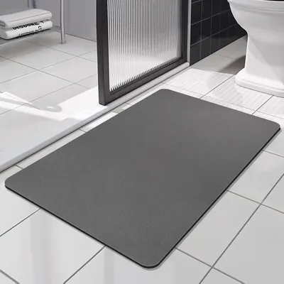 Immagine prodotto di Tappetino da bagno super assorbente, antiscivolo, ad asciugatura rapida, color grigio scuro, 60x120 cm
