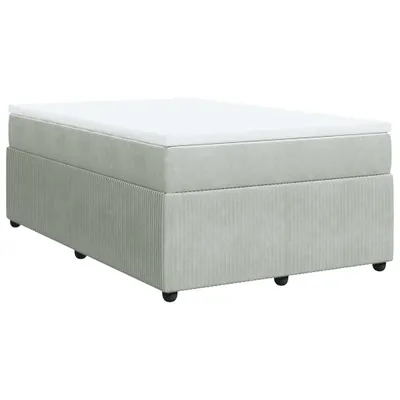 Produktbild von Boxspringbett mit Matratze Hellgrau 120x200 cm Samt