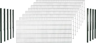 Produktbild von Doppelstabmattenset Typ 6/5/6 inkl Pfosten mit Flachhalter 123 cm x 20 m, grün