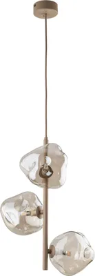 Produktbild von Hängelampe Metall Rauchglas G9 29 cm breit H: max. 90 cm Beige Cognac 3-flammig Modern Pendelleuchte