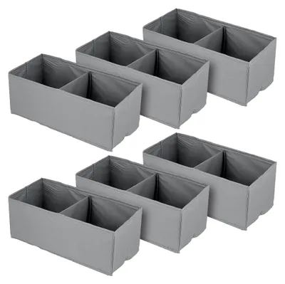 Produktbild von 6 Stück Kleiderschrank Organizer Schubladen Faltbar, 28x13x10cm Schubladen Ordnungssystem Faltbare Stoff Aufbewahrungsbox Kleidung, Schrank Organizer Stoffboxen für Unterwäsche, Socken