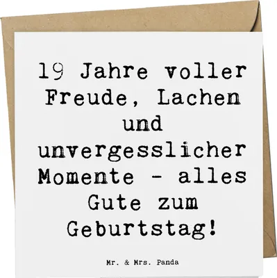 Produktbild von Mr. & Mrs. Panda Grußkarte Spruch 19. Geburtstag Freude - Weiß - Geschenk, Alter, alles Gute zum, Lebensjahr, Happy Birthday, faltkarte, anlasskarte, Lachen, doppelkarte