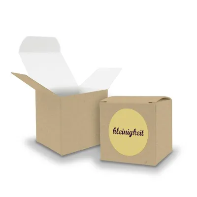 Produktbild von SET Kleinigkeit (Motiv15) 24x Faltschachtel Würfel 6,5cm BRAUN + Sticker