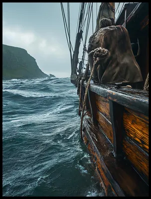 Image de Affiche 60 x 80 cm Bateau sur les vagues
