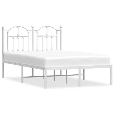 Image de vidaXL Cadre de lit avec tête de lit en métal blanc 120x200 cm