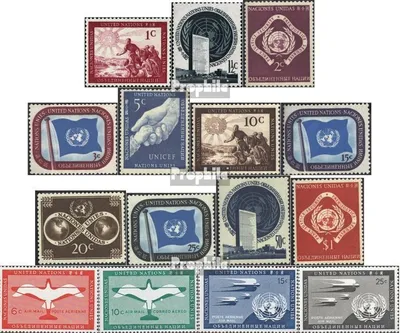 Produktbild von Briefmarken UNO - New York 1951 Mi 1-11,12-15 (kompl.Ausg.) Jahrgang 1951 komplett postfrisch Freimarken