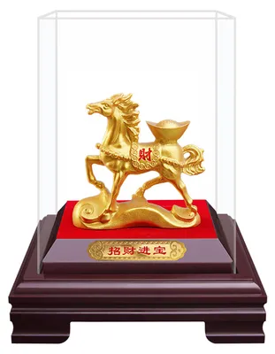 Produktbild von Goldene Pferdefigur bringt Glück und Wohlstand – Pferdestatue im chinesischen Stil – Feng-Shui-Dekoration für Zuhause, Büro oder Schreibtisch
