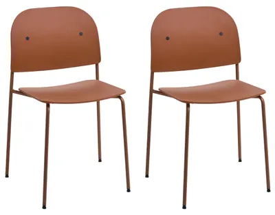 Obrázok produktu pre BELIANI Sada 2 jedálenských stoličiek, oranžové, plastové sedadlo, kovové nohy, stohovateľné