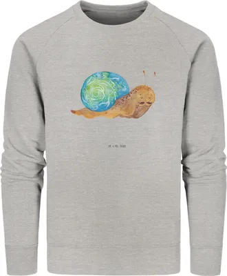 Produktbild von Mr. & Mrs. Panda Baumwoll Sweatshirt Schnecke Sir Größe L - Heather Grey - Geschenk, Sweater, Pulli, Weisheit, Lebensmut, Schnecken, Lebenszeit, Lustige Sprüche, Pullover