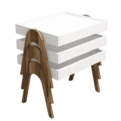 Produktbild von Skye Decor, Roma - Walnut, White, Beistelltische, Satztisch (3-teilig), Nussbaum, 53,6 x 64 x 40 cm