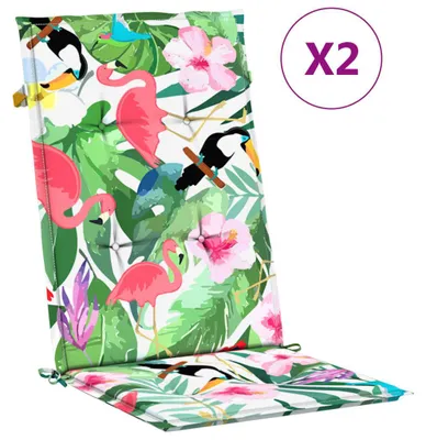 Zdjęcie produktu dla vidaXL Poduszki na krzesła ogrodowe z wysokim oparciem 2 szt. Wielokolorowe 120x50x3cm