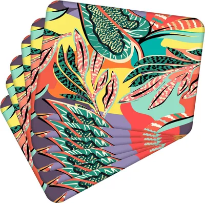 Obrázek produktu pro Prostírání sada 6 kusů 40x30 cm Leaf Abstraction 7 Stolní podložka omyvatelná - žáruvzdorný korkový podklad odolává teplotám 100 °C