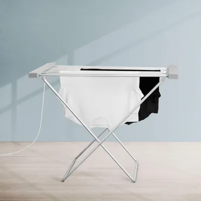 Immagine prodotto di Asciugatrice elettrica per vestiti e asciugamani Bewello - 100W, pieghevole, 8 barre, asciugatura rapida, grigio