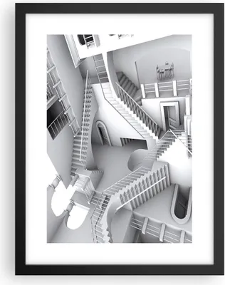 Produktbild von Gerahmtes Poster - Schwarzer Rahmen - Wissenschaft Illusion Treppen - 30x40 cm - Wand Bild - Wanddeko - Wandbilder - Wandposter - Bilderrahmen - Bilder - Kunstdruck - Wandbild - P2BPA30x40-4277