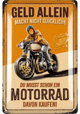 Produktbild von LANOLU Blechschild retro Motorrad Deko, Mottorad Geschenke für Männer und Biker, lustige Sprüche Schild Werkstatt 20x30cm