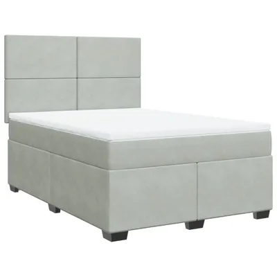 Produktbild von Boxspringbett mit Matratze Hellgrau 160x200 cm Samt