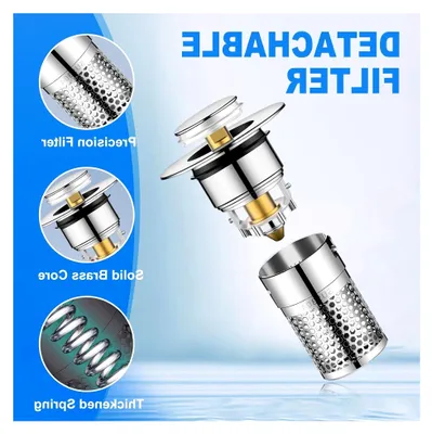 Produktbild von 2 Stück Waschbeckenstöpsel mit Filter, 34-40mm Universal Pop Up Abflusssieb für Waschbecken und Bodenabläufe