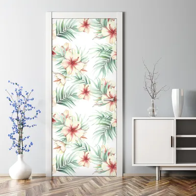 Produktbild von Dekorative Aufkleber Tür Deko selbstklebend Klebefolie Türtato Türposter Blumen Aquarell 77 x 200 cm