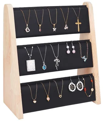 Immagine prodotto di Inovra - Porta collane a 3 livelli in legno - Porta gioielli - Organizzatore per collane - Espositore - Design elegante - 31 x 13,8 x 34 cm - Porta gioielli