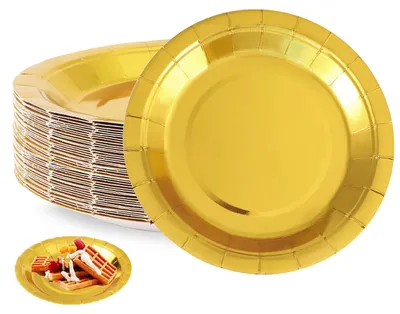 50 goldene Dessertteller, 18 cm, Pappteller für Partys