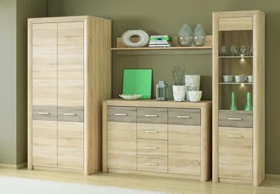 Produktbild von Wohnzimmer Komplett - Set F Mesquite, 4-teilig, Farbe: Sonoma Eiche hell / Sonoma Eiche Trüffel