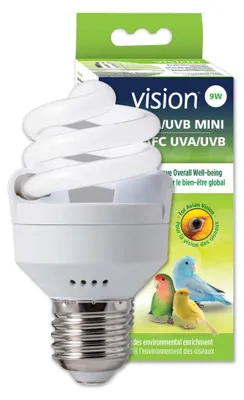 Image de Lampes fluorescentes compactes Mini Hari Vision, UVA/UVB, pour oiseaux, 9 W