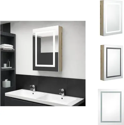 Immagine prodotto di vidaXL Armadio a specchio LED per bagno bianco e rovere 50x13x70 cm - Mobiletti da bagno