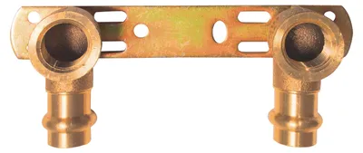 Produktbild von Cornat Press-Montageeinheit für Eckventile und Wandarmaturen, 2 Innengewinde, 2 Muffen, A 15 mm, B 1/2Zoll IG, C 100 mm, 1 Stück, rotguss, T65761512B Bronze