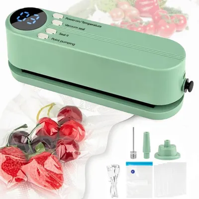 Produktbild von Vakuumiergerät, kabellos und wiederaufladbar, 3-in-1-Gerät: tragbarer Vakuumierer/Handstaubsauger, 60 kPa Saugleistung, externe Luftpumpe/Aufblasmodus
