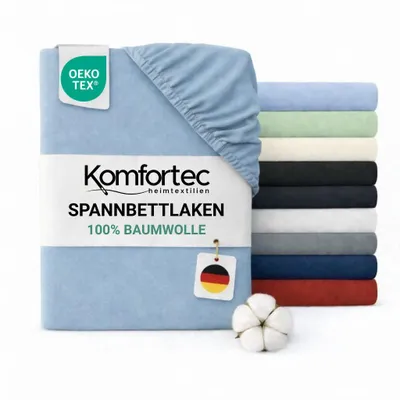 Produktbild von Komfortec Jersey Spannbettlaken 120x200 cm, 100% Baumwolle, Türkis