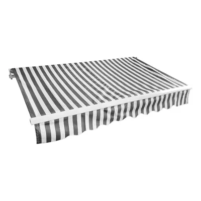 Produktbild von Clanmacy manuelle Sonnenmarkise Gelenkarmmarkise terrassenmarkise Markisen Markise Sonnenmarkise Sonnenschutz, 2,5 x 2 m, Alu/Polyester, Sonnenschutz, Anti-UV und wasserfest, fur Terrasse oder Garten, Weiss Grau