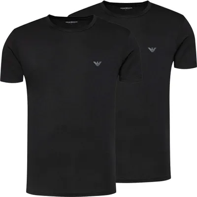 Produktbild von EMPORIO ARMANI 2er Pack Herren Regular Fit Stretch Baumwolle O-Neck T-Shirts Schwarz/Schwarz XL