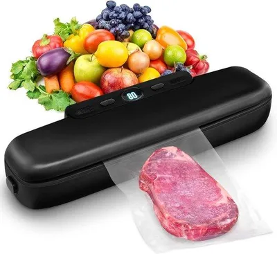 Immagine prodotto di Confezionatrice sottovuoto automatica per alimenti, chiusura semplice per prodotti secchi e umidi, confezionatrice sottovuoto compatta (nera)