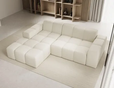 Produktbild von Sofa ohne Schlaffuktion, Ecksofa L-Form Veloursstoff, Links Sofa, Beige Fogo