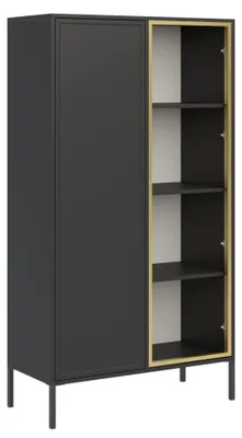 Produktbild von Selsey Velveto – Vitrine zweitürig mit Glasfront, 90 cm, Schwarz