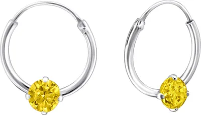 Produktbild von 925 Sterling Silber Creolen Ohrringe mit Zirkonia in verschiedenen Farben Farbe - Gelb
