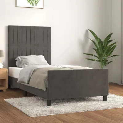 Produktbild von vidaXL Bettgestell ohne Matratze Dunkelgrau 90x200 cm Samt