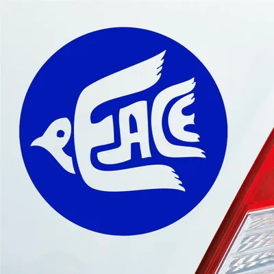 Produktbild von Auto Aufkleber Peace 70s Weltfrieden Taube Frieden 10x10 cm Dunkelblau Sticker Heckscheibenaufkleber