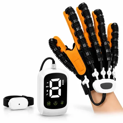 Produktbild von Hand-Rehabilitationsgerät mit Spiegeltraining, Fingertrainer Reha-Handschuh,Roboter Handtherapiegerät für Schlaganfall-Reha,9 Intensitäten,rechte Hand