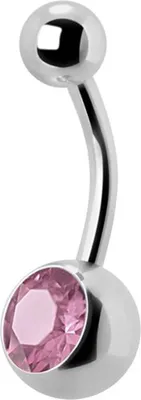 Immagine prodotto di Piercing all'ombelico Titanio G23 Banana 5/8mm Palline Pietra di cristallo - Rosa chiaro.TJBL - 10,0 Millimetri