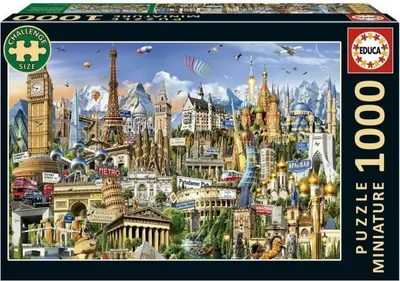 Produktbild von Puzzle, EDUCA Symboles de l'Europe Miniature, 1000 Teile, 62,5 x 30 cm, Ab 12 Jahren