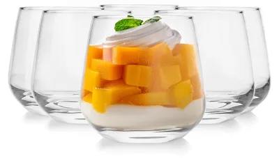 6er-Set transparente Glas-Eisbecher, 340 ml, elegant, spülmaschinengeeignet
