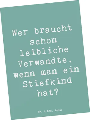 Produktbild von Mr. & Mrs. Panda Postkarte Spruch Stiefkindliebe - Meeresbrise - Geschenk, Postkarten, bildkarte, Familienbeziehungen, Ansichtskarte, Fotokarte, Familienliebe, Jubiläen