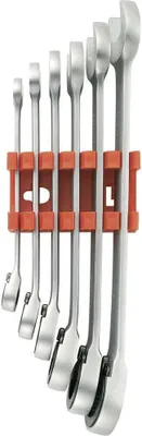 Produktbild von TOOLCRAFT 824124 Knarren-Ring-Maulschlüssel-Satz 6teilig Schlüsselweite (Metrisch) 8 - 19 mm