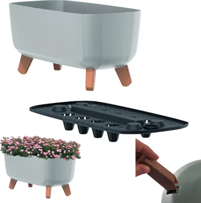 Immagine prodotto di Vaso da fiori Prosperplast Gracia DGCL400-443U con gambe e inserto - Grigio chiaro
