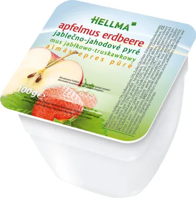 Zdjęcie produktu dla HELLMA 70000065 HELLMA Apfel-Erdbeere Fruchtmus, 48 Stück